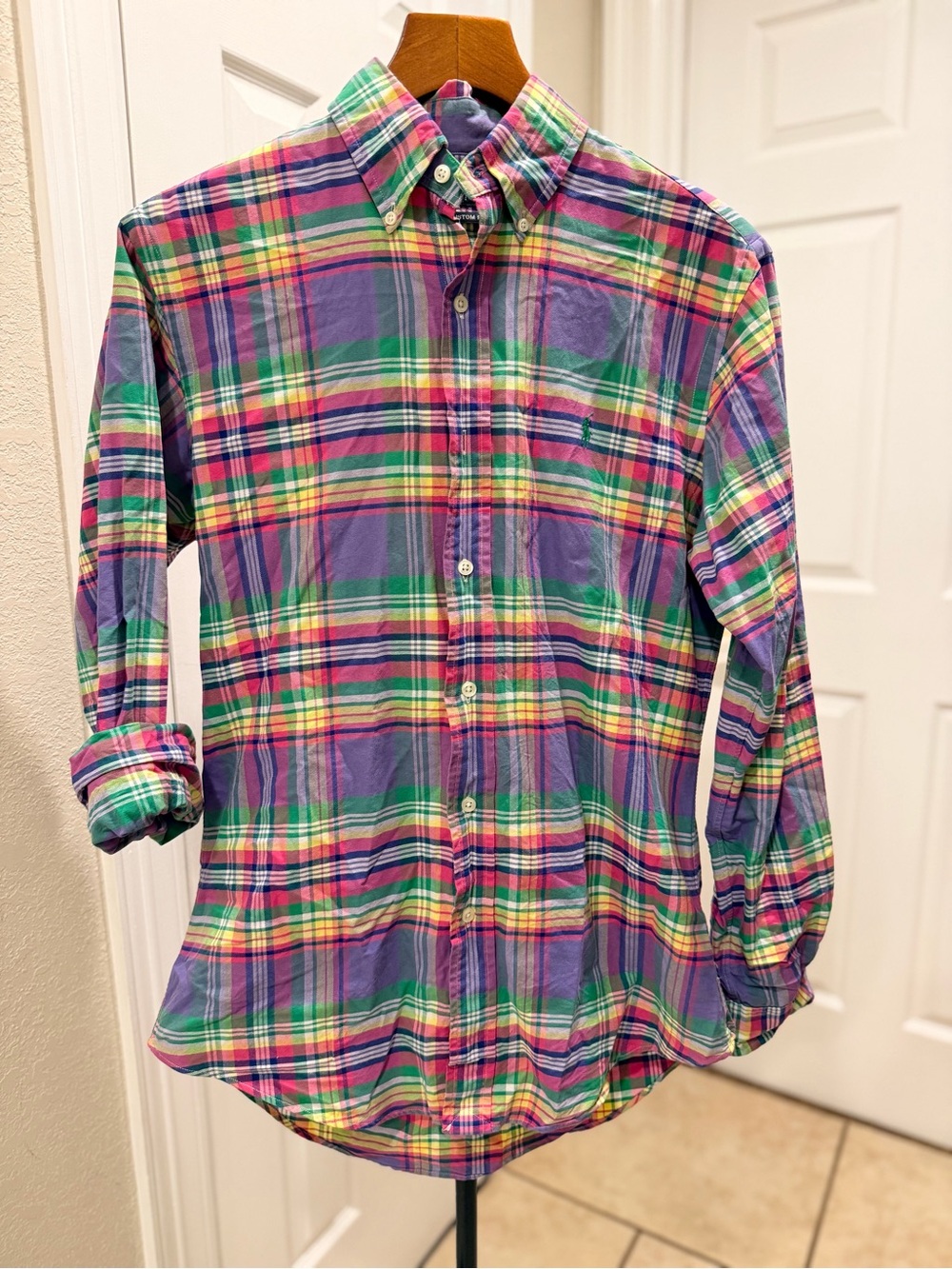 Ralph Lauren Men's Plaid Button-Down Shirt in Purple & Multicolor Size Small